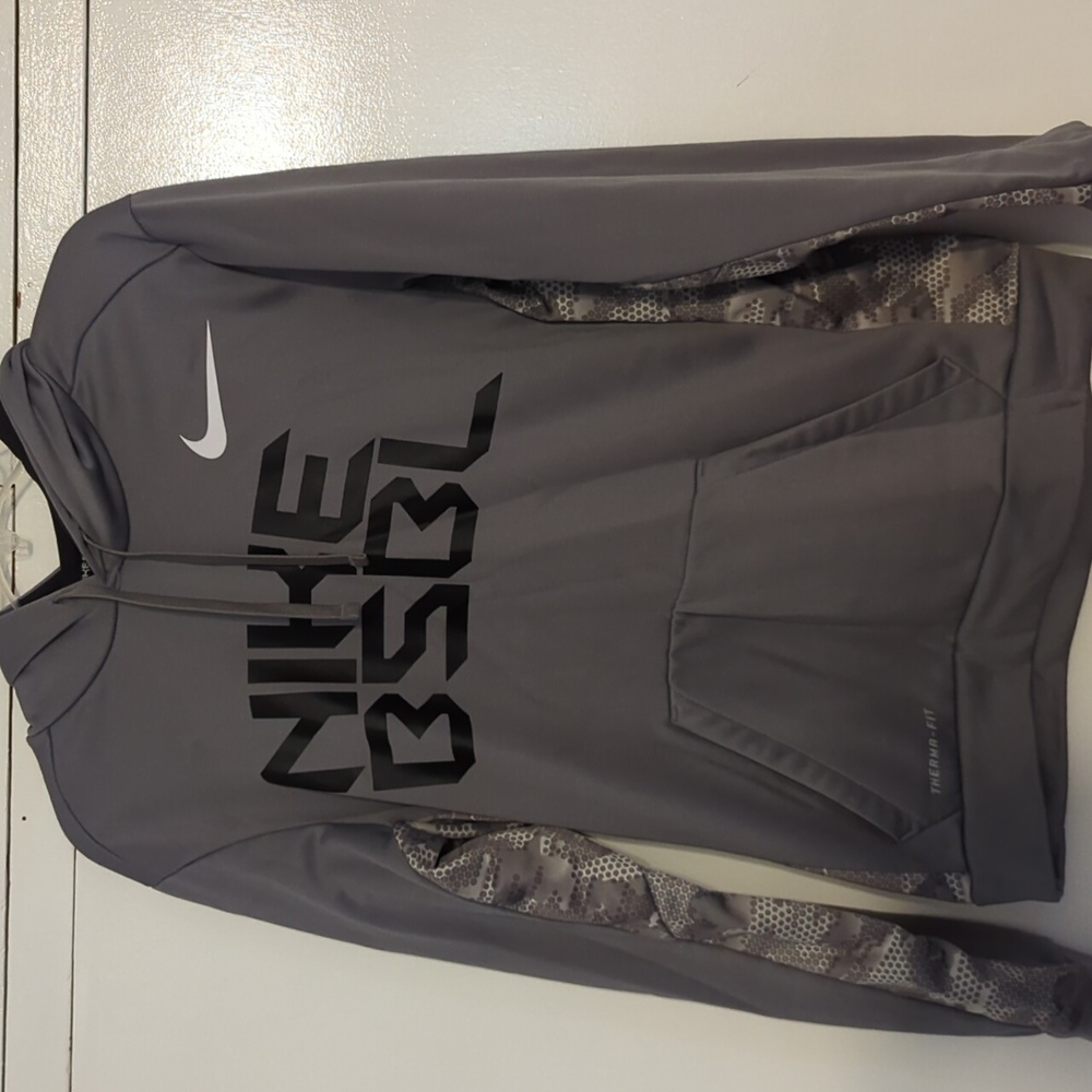 Nike Baseball Hoodie, Men's Small, Thermafit, Grey